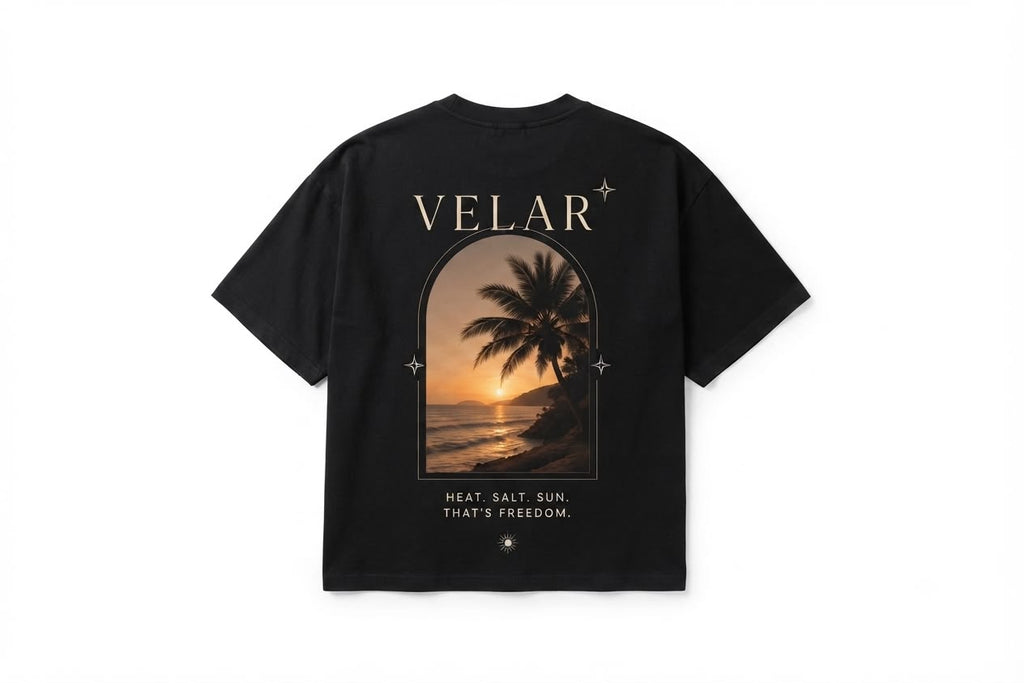 T-Shirt Oversize "Velar Freedom" – Édition Coucher de Soleil