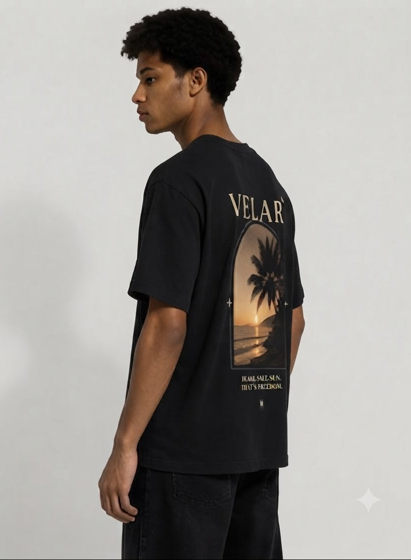 T-Shirt Oversize "Velar Freedom" – Édition Coucher de Soleil
